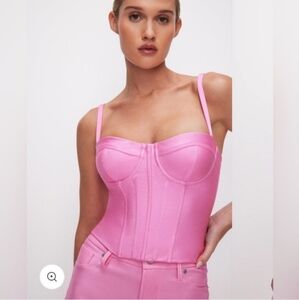 Good American Pink Compression Shine Corset Top